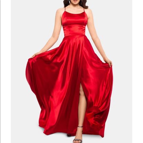 Betsy & Adam satin strappy back red dress 💃 - Picture 4 of 4
